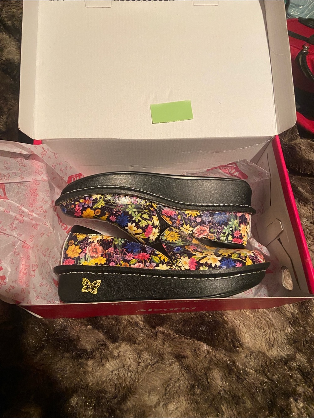 Alegria Black Floral Slip-On Clogs - Picture 11 of 13